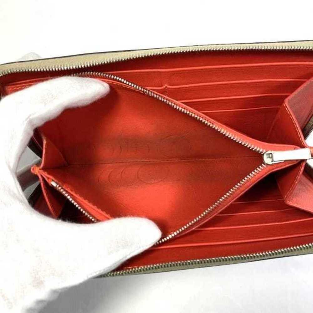 CELINE Round Long Wallet Beige Red Silver Leather Zip Ladies - Picture 7 of 10